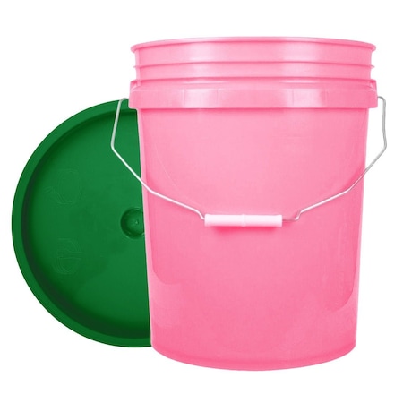 World Enterprises Bucket, 12 in H, Pink and Green 5PNK,345GRN